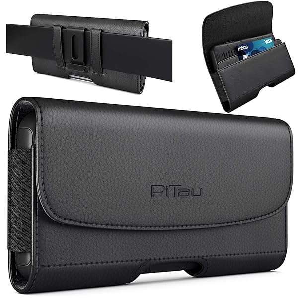 Buy Bomea Cell Phone Belt Case for iPhone 16 Plus, Samsung S24+, ID Holder, Fits Otterbox - Black