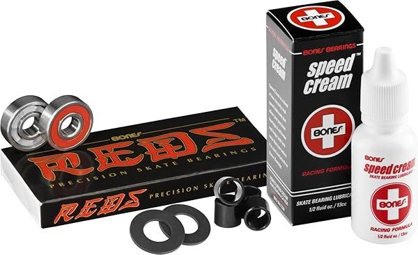 Upgrade Your Ride: Bones Reds Bearings with Spacers, Washers & Speed Cream for Smooth Performance
