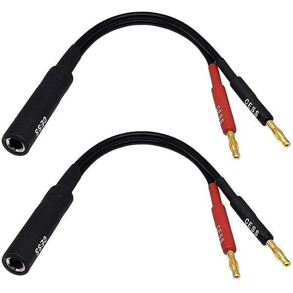 CESS-020 1/4 Inch TS to Dual Banana Plug Adaptor - 6 Inch Mono 6.35mm Female Jack Cable - 2 Pack for Speakers