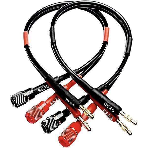 CESS-030-1F Banana Plug to Binding Post Adapter Cable - 12 AWG Tinned Copper, 12-Inch, 4mm Extension