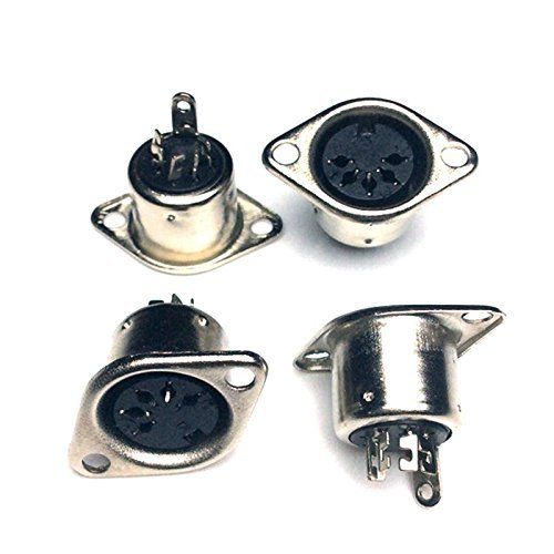 CESS DIN Female 5-Pin Jack Socket Connector - 4 Pack MIDI DIN Panel Mount for Soldering