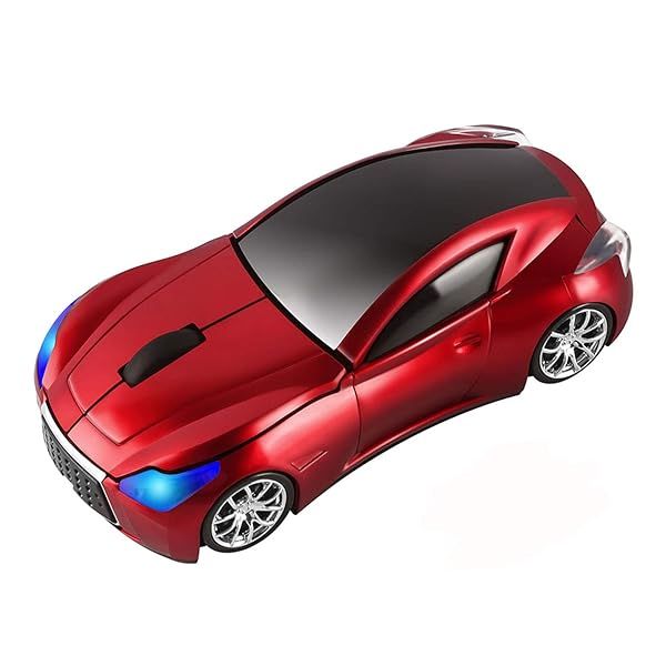 CHUYI 3D Car Shaped Wireless Optical Mouse - 1600DPI, 3 Buttons for Laptop & PC (Red)