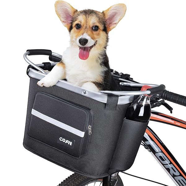 COFIT Detachable Bike Basket: Versatile Front Basket for Pets, Shopping & Outdoor Adventures - Upgraded with Pouches