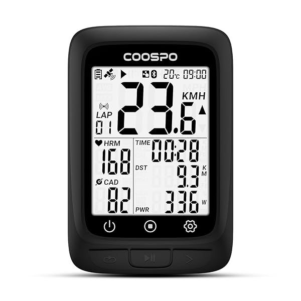 "COOSPO Wireless Bike Computer GPS: ANT+ Speedometer with Bluetooth & 2.4" LCD, IP67 Waterproof Cycling Device"