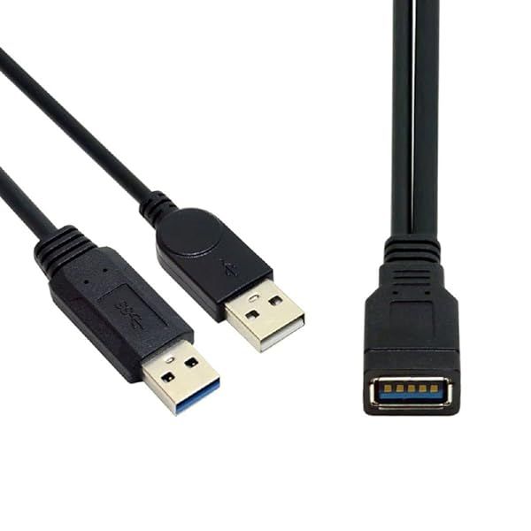 "Buy Cablecc Black USB 3.0 Female to Dual USB Male Y Extension Cable for 2.5" Hard Drives - Extra Power & Data Transfer"