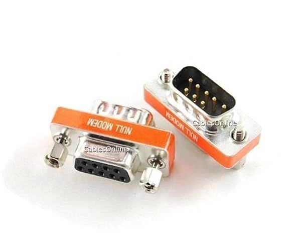 DB9 Null Modem Male to Female Adapter 2-Pack - Slimline Data Transfer Gender Changer by CablesOnline