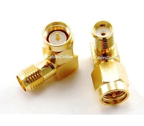 Buy CablesOnline SMA Male to Female Right Angle Adapter 2-Pack - Gold Plated 90-Degree RF-M103-2