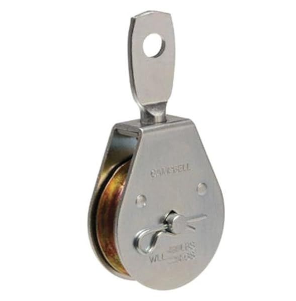 "Campbell 2.5" Zinc Plated Steel Swivel Eye Pulley - Durable Single Sheave for Easy Lifting"