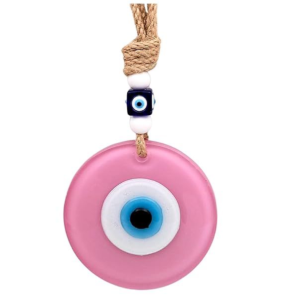 "Handmade 4" Pink Evil Eye Wall Hanging - Authentic Turkish Decor & Powerful Nazar Amulet for Home"