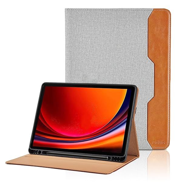 Samsung Galaxy Tab S10 Plus 2024 Case with S Pen Holder PU Leather Folio Stand Auto Wake Sleep Grey for Models SM-X820 X826B X610 X616B X810 X816B