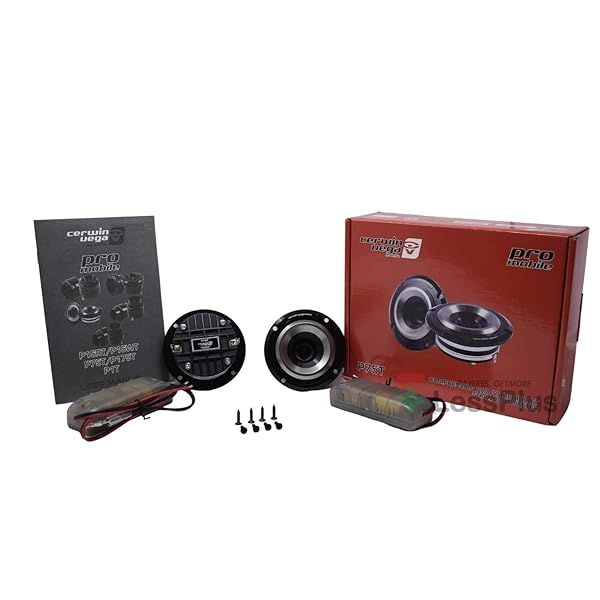 Cerwin-Vega Pro Series Midrange 1” Tweeter, 50W RMS 8? Component Speakers Set - High Output Shallow - Ideal for Car Audio Systems, Includes Pair of Car Tweeters for Enhanced Sound P75T