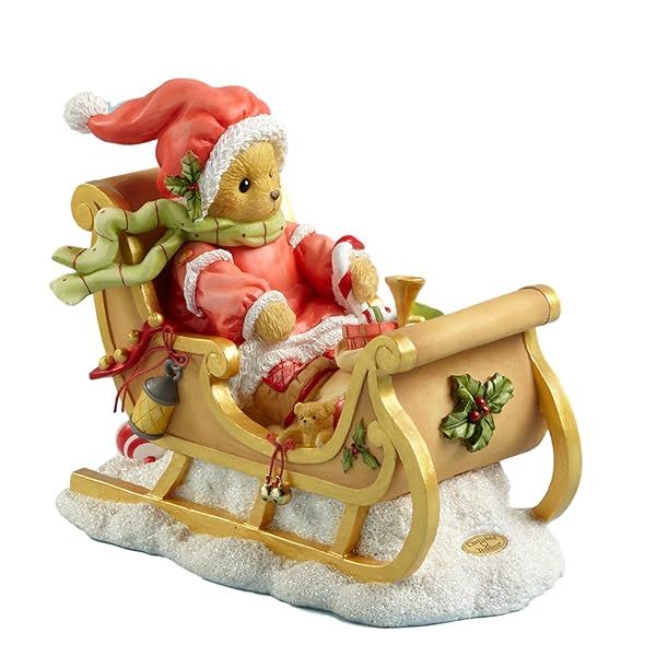 Shop Cherished Teddies Sherwood Bear Christmas Figurine 4040461 with Sleigh Gifts - Perfect Holiday Decor!