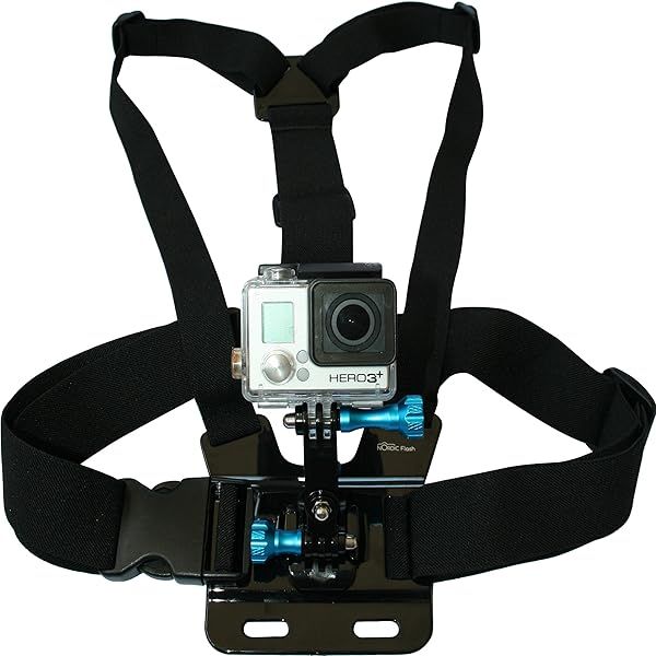 Adjustable Chest Mount Harness for GoPro Cameras with 3-Way Adjustment Base and Aluminum Thumbscrew Fits All Hero Models 1 Year Warranty