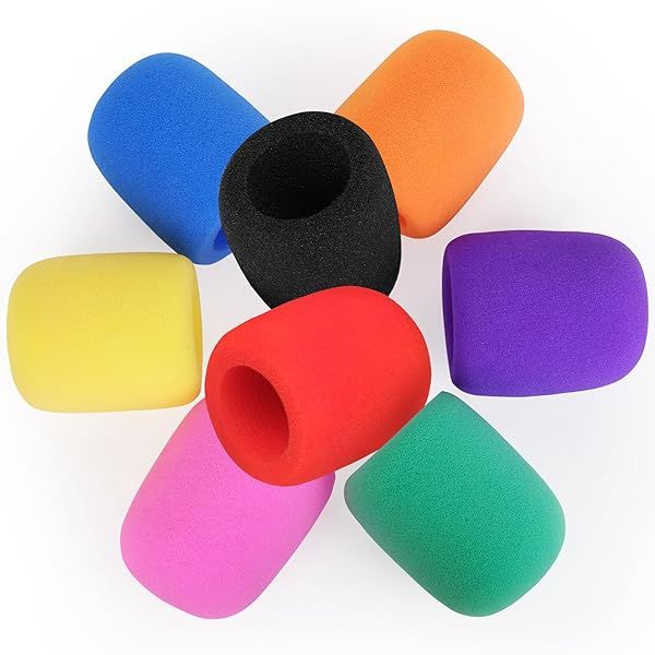 ChromLives Colorful Microphone Cover Foam Windscreen Top Grade 8 Pack for Enhanced Sound Quality and Protection
