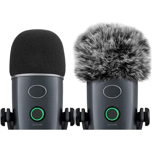 ChromLives Mic Windscreen Cover Pop Filter for Blue Yeti Nano Furry and Foam Combo 2 Pack for Enhanced Sound Quality