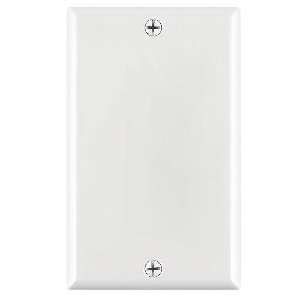 Cmple 1 Gang Blank Wall Plate - Standard Size GFCI Polycarbonate Thermoplastic Panel in White with Screws