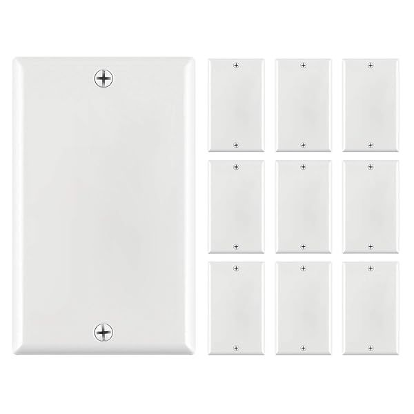 Cmple - 1 Gang Blank Wall Plate, Standard Size, Polycarbonate Thermoplastic Panel GFCI Wall Plate with Screws - White