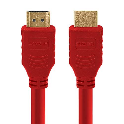 Cmple 1.5FT HDMI Cable - High Speed 4K UHD 60Hz, 18Gbps, 3D - Red HDMI Cord for HDTV & Audio Return