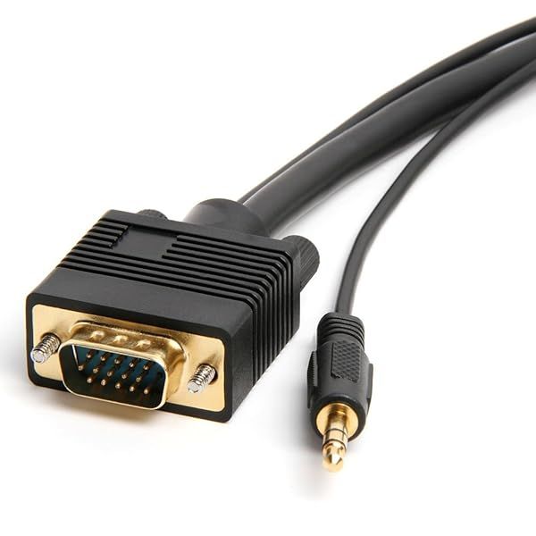 Cmple 50ft VGA Cable Male to Male with 3.5mm Aux for Monitors & PCs - High-Quality SVGA 15 Pin Cord