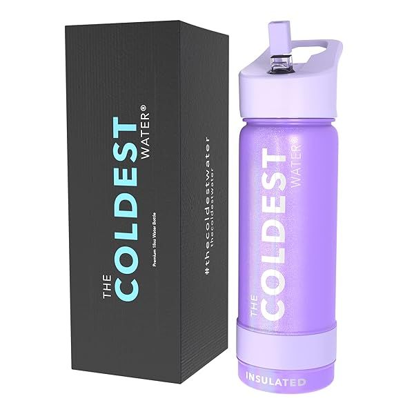 Saturns Purple 18 oz Coldest Sports Water Bottle - Leak Proof, Insulated, Straw Lid & Handle for Ultimate Hydration