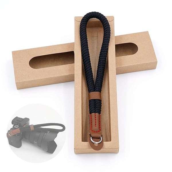Comfortable Cotton Camera Wrist Strap for Sony A7 A9 A6000 & Fujifilm X-T30 - Safe & Stylish Tether (Black)