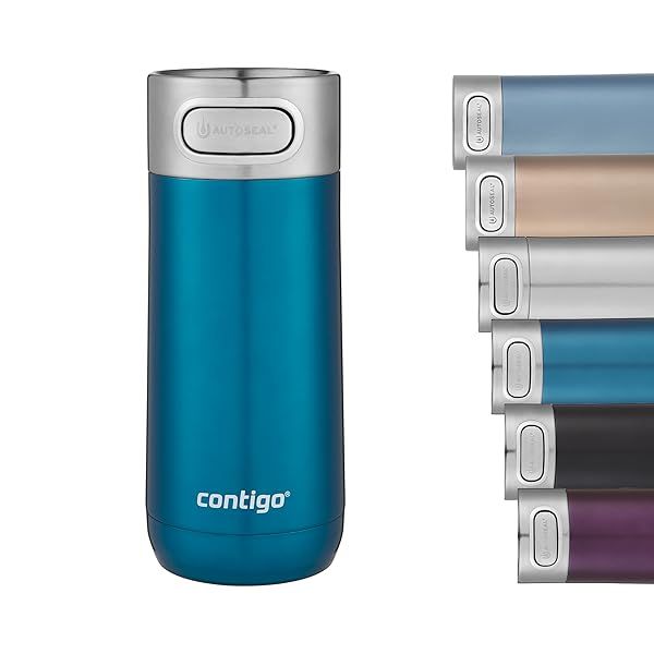 Contigo Luxe Autoseal Travel Mug: Leakproof Stainless Steel Coffee Tumbler, BPA-Free, Dishwasher Safe, 360ml - Biscay Bay
