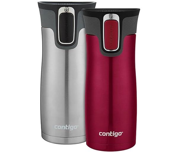 Contigo West Loop 16oz Travel Mug 2-Pack: Spill-Proof, Insulated, Keeps Drinks Hot for 5h & Cold for 12h - Very Berry & Steel