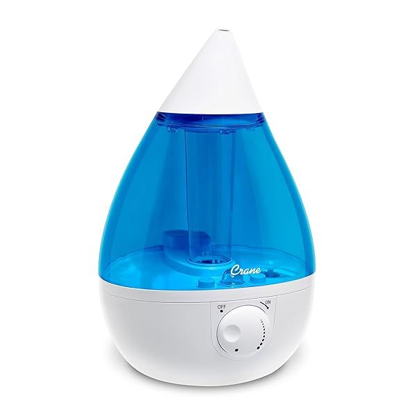 Crane Ultrasonic Cool Mist Humidifier: Perfect for Bedroom, Nursery & Office - 1 Gallon Tank, Filter Optional, Blue & White
