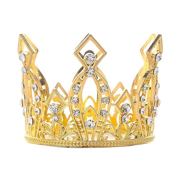 Creaides Mini Crown Cake Topper for Weddings Birthdays Baby Showers Golden Rhinestone Tiara Decoration