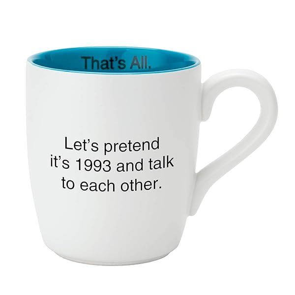 Shop Creative Brands Santa Barbara 16-Ounce White & Teal Ceramic Coffee Mug - Let's Pretend Design