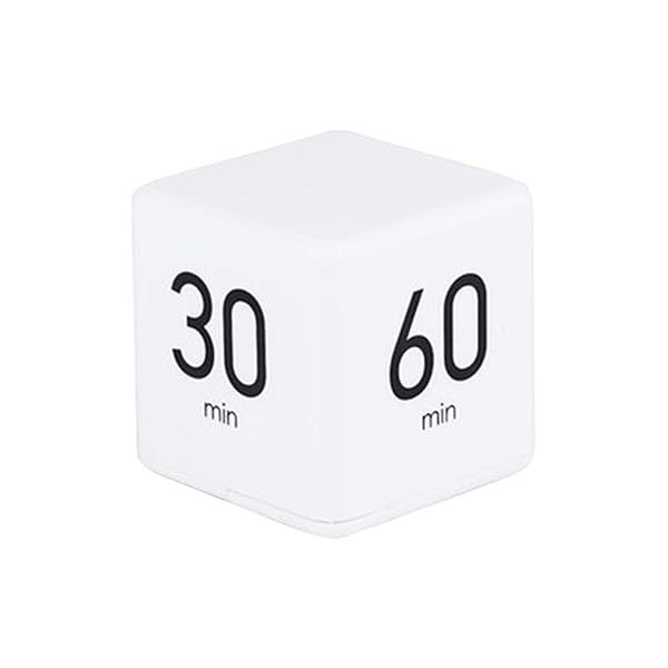 Cube Timer for Time Management: 5, 15, 30 & 60 Min Kitchen & Kids Timer - Adjustable Volume (Batteries Not Included)