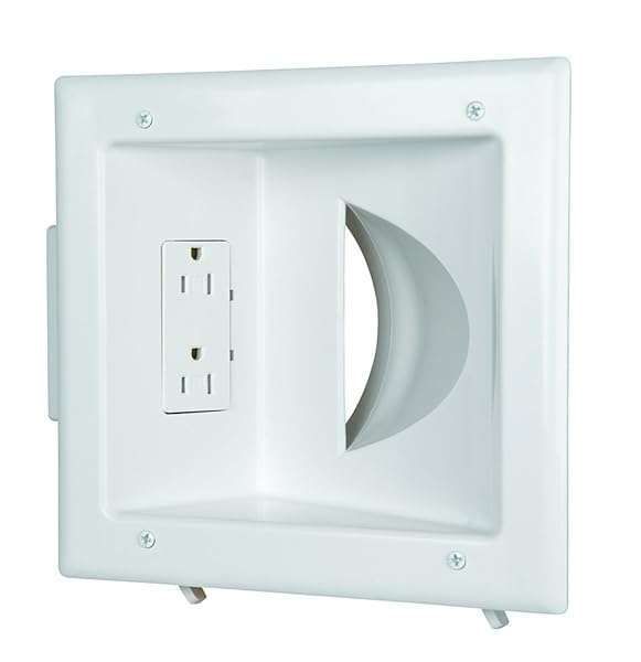 DATA COMM 45-0031-WH Recessed Low Voltage Media Wall Plate with Duplex Outlet - Enhance Home Entertainment & Cable Management