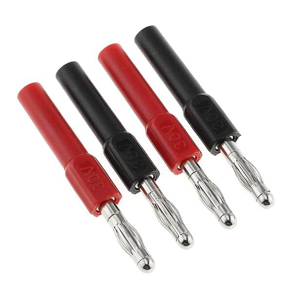 DGZZI 4mm Male to Female Banana Jack Adapter Coupler - 4PCS, 10A, Copper, Black & Red for 30VAC/60VDC