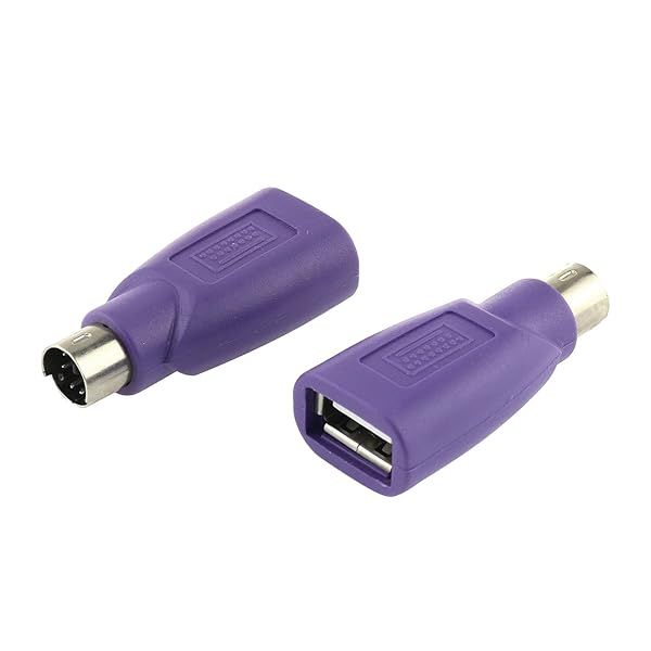 DGZZI USB to PS2 Adapter 2PCS - Purple USB Female to PS/2 Male Converter for Mouse & Keyboard