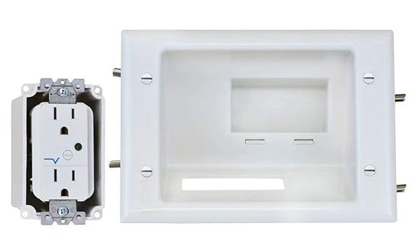 DataComm 45-0081-WH Recessed AV/HDMI Cable Conceal Plate with Dual Power Surge Suppressor - White