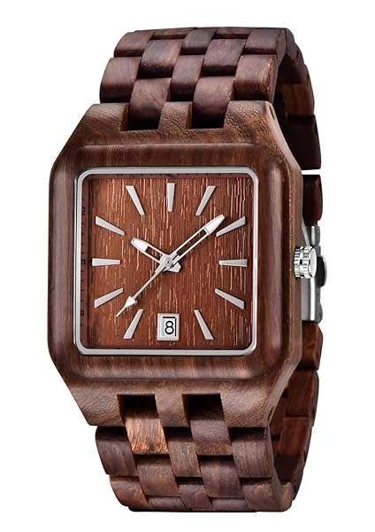 Stylish Men's Wooden Watch with Rectangle Dial & Quartz Movement - Dentily Collection