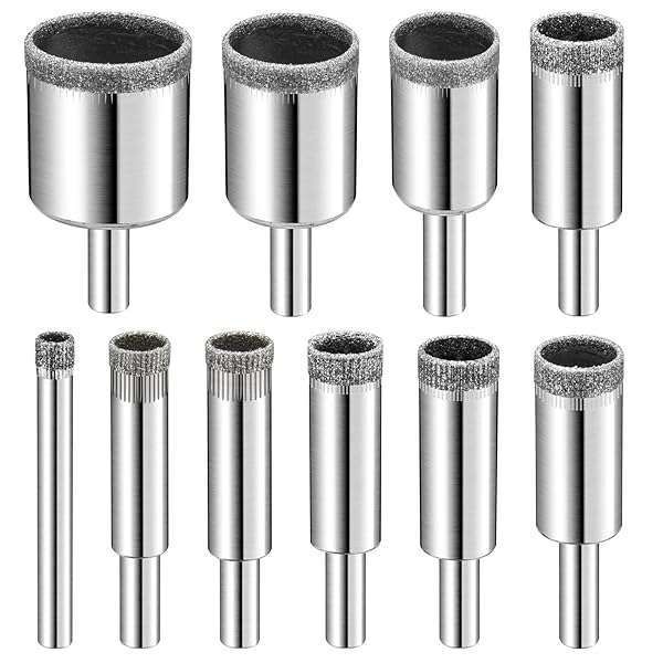 10 PCS Diamond Drill Bits Set for Glass, Ceramic, Tile, Marble & Stone - Perfect Hole Saw Kit for DIY Projects