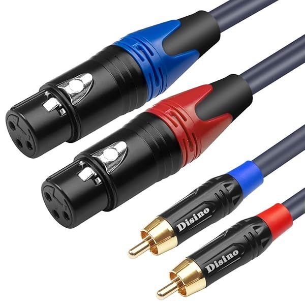 Disino 10ft Dual XLR to RCA Cable - Heavy Duty HiFi Stereo Audio Connection for Microphones