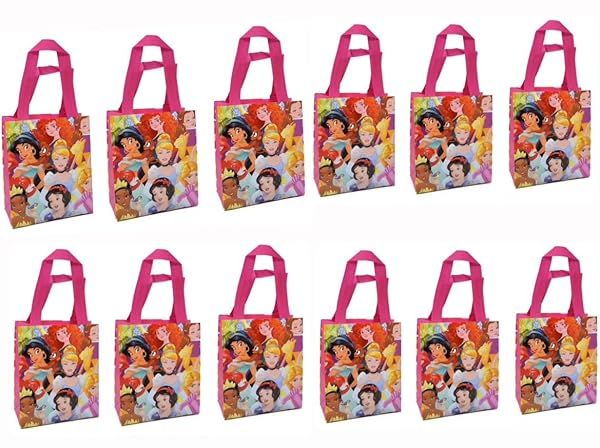 Disney Princess Party Favor Bags - Premium Quality Reusable Goodie Bags (12 Pack) for Kids' Celebrations