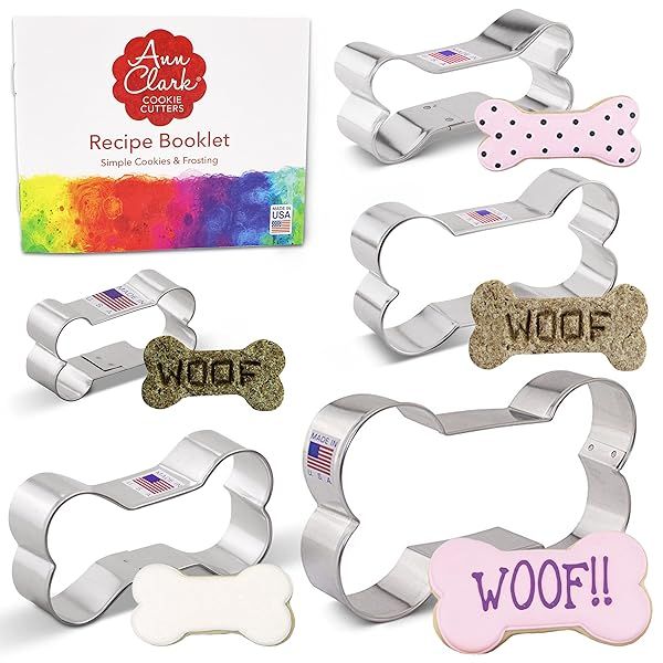 Ann Clark 5-Pc Dog Bone & Biscuit Cookie Cutters Set - Made in USA, Perfect for Treats!