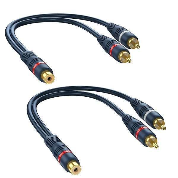 Buy DteeDck RCA Splitter 1 Female to 2 Male - 2 Pack Audio Video Cable Adapter in Dark Blue