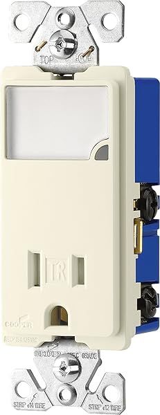Buy EATON TR7735LA 3-Wire Receptacle Combo Nightlight - Tamper Resistant, Light Almond Finish
