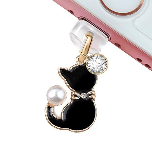ELISE & FONDA CP180 USB Anti Dust Plug Cat Pendant Charm for iPhone & iPad - Perfect Pet Accessory!