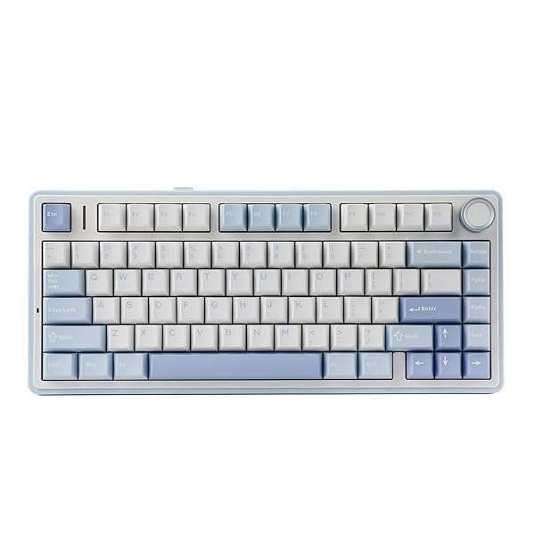 EPOMAKER x Aula F75: Wireless 75% Gasket Mechanical Keyboard with RGB, Hot Swappable, & Five-Layer Padding - Sea Salt Blue