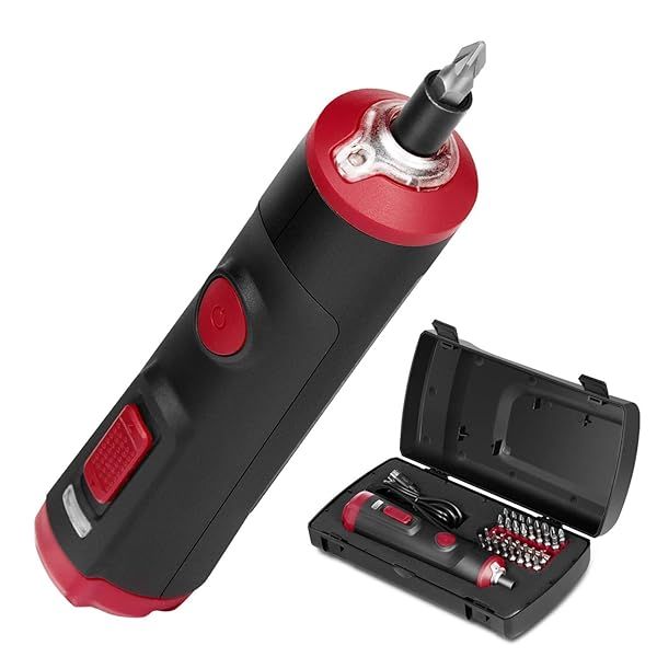 Eastvolt 4V Cordless Mini Electric Screwdriver with 1500mAh Battery 32 Bits Extension Holder and Storage Toolbox