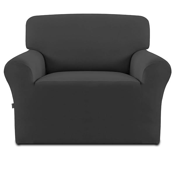 Easy-Going Dark Gray Fleece Stretch Sofa Slipcover - Non-Slip, Washable Protector for Kids & Pets