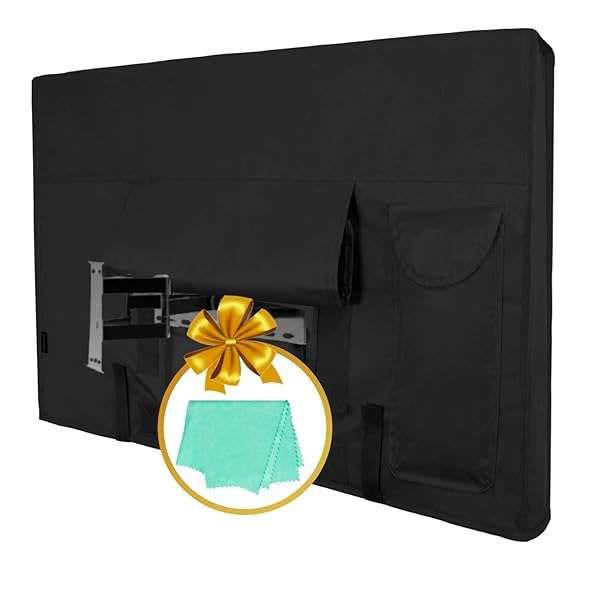 Waterproof Outdoor TV Cover for 63-65 Inch LCD/LED - Dust-Proof & Easy to Use with Cleaning Cloth (Black)