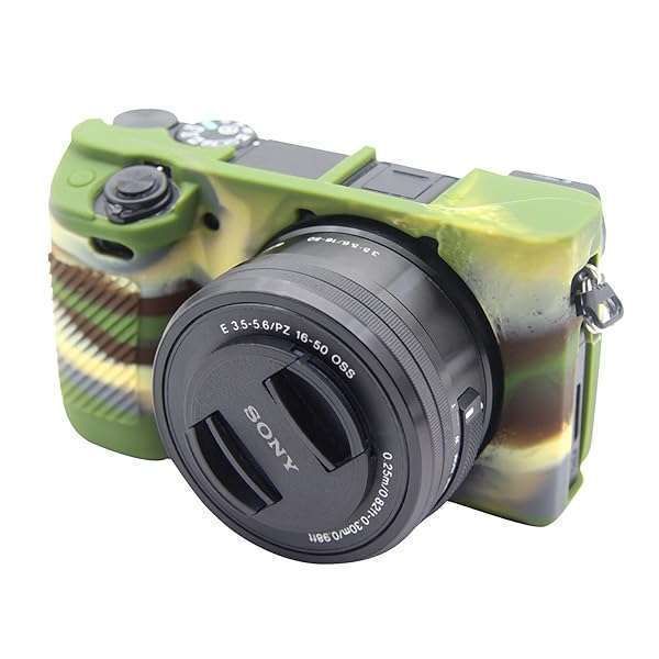 Easy Hood Case for Sony Alpha A6100 A6300 A6400 - Anti-Scratch Silicone Protective Cover (Camo)