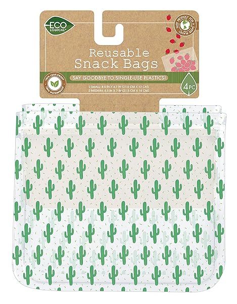 EcoLogical Reusable Snack Bags - Sustainable Zero-Waste Lunch Set (4 Pack) for Eco-Friendly Living