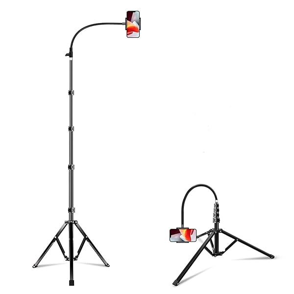 "Elitehood 6.7ft Heavy Duty Phone Tripod for iPhone 15/14/13 & Android - Remote & 17" Gooseneck Stand"